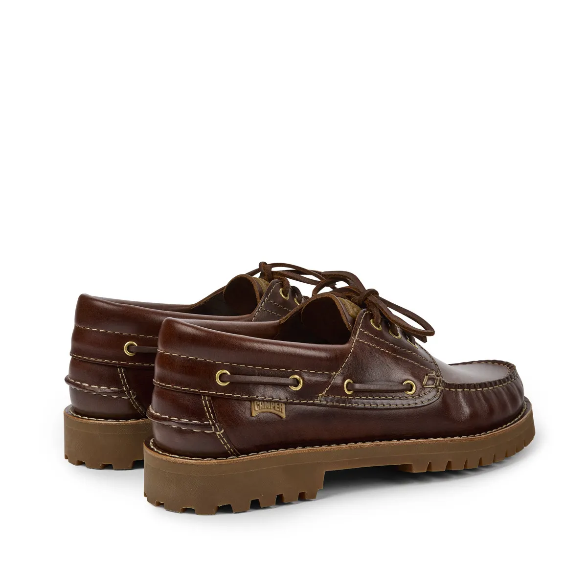 Brauner Leder Bootsschuh mit Profilsohle