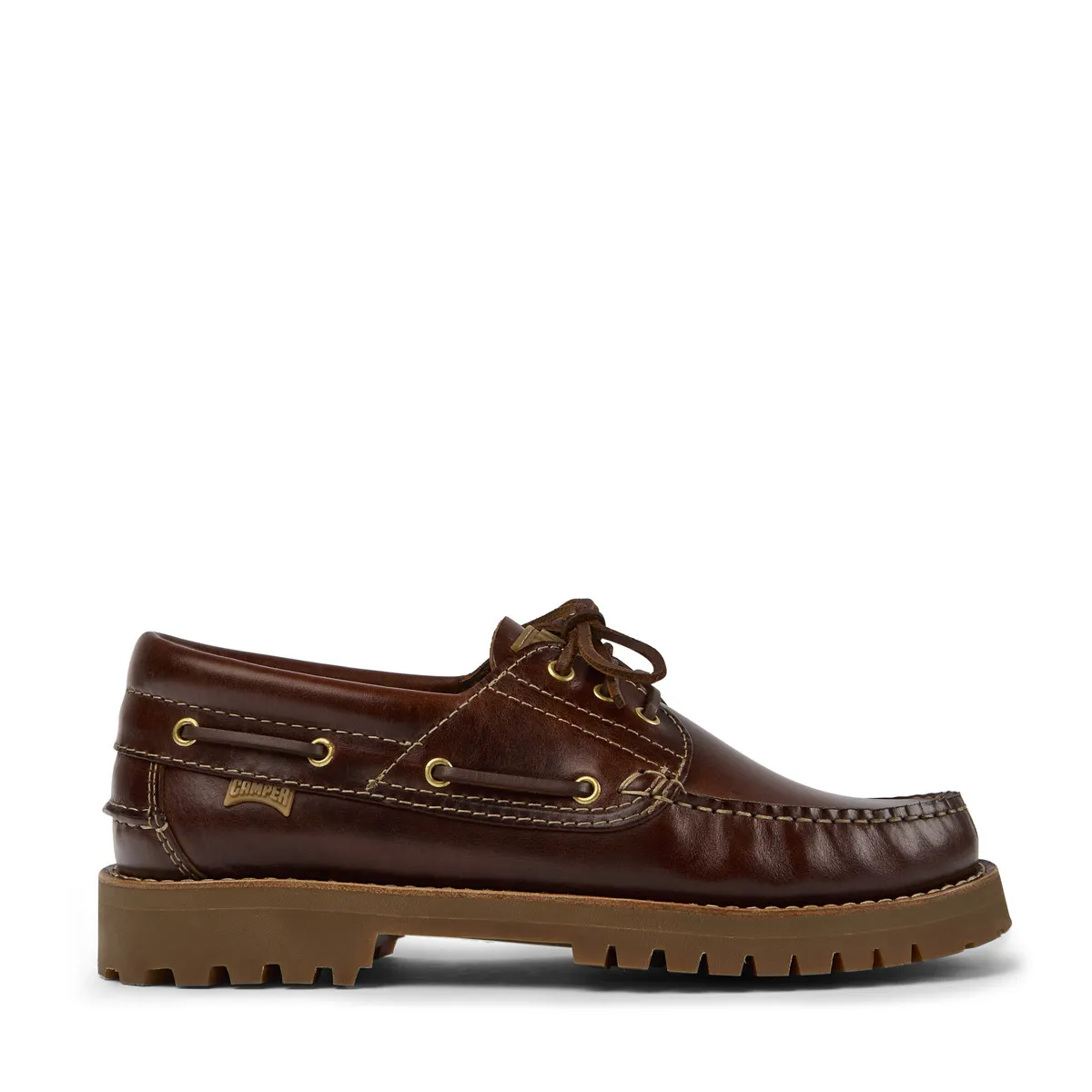 Brauner Leder Bootsschuh mit Profilsohle