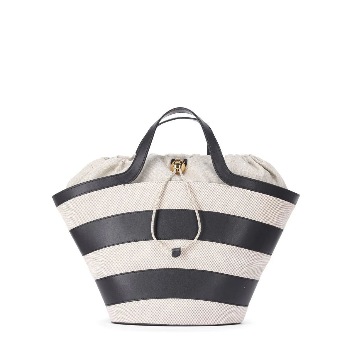 Gestreifte Shopper-Tasche mit Kordelzug