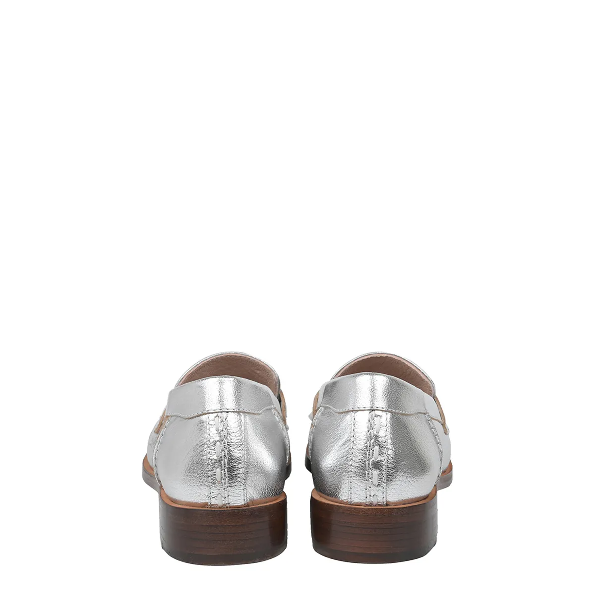 Silberner Leder Penny Loafer mit Herz