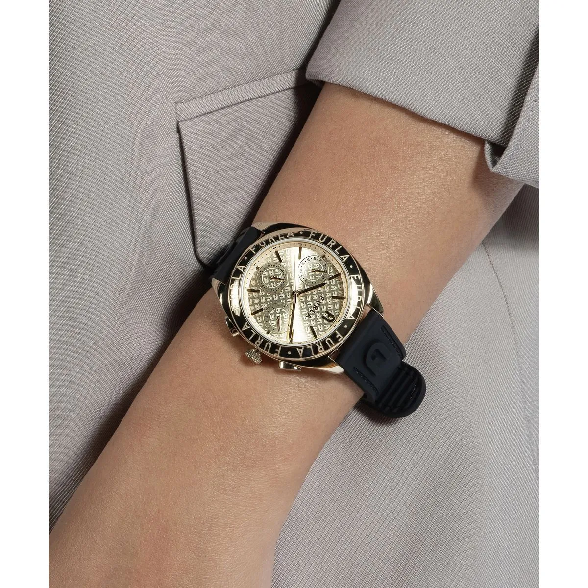 Furla Logos Goldfarbene Uhr