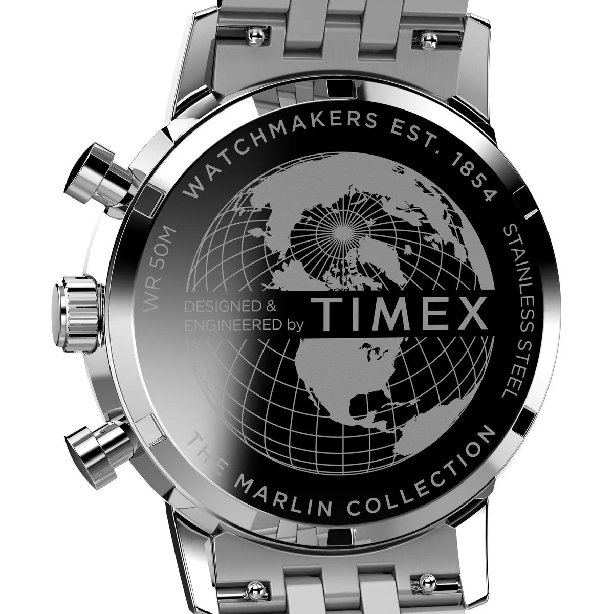 Silberner Chronograph Marlin Uhr aus Edelstahl