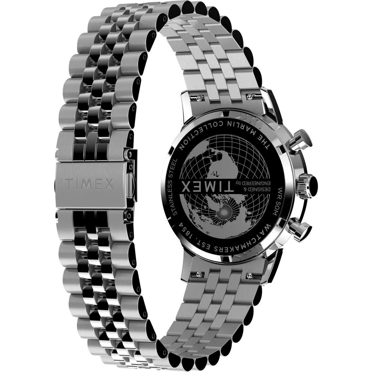 Silberner Chronograph Marlin Uhr aus Edelstahl