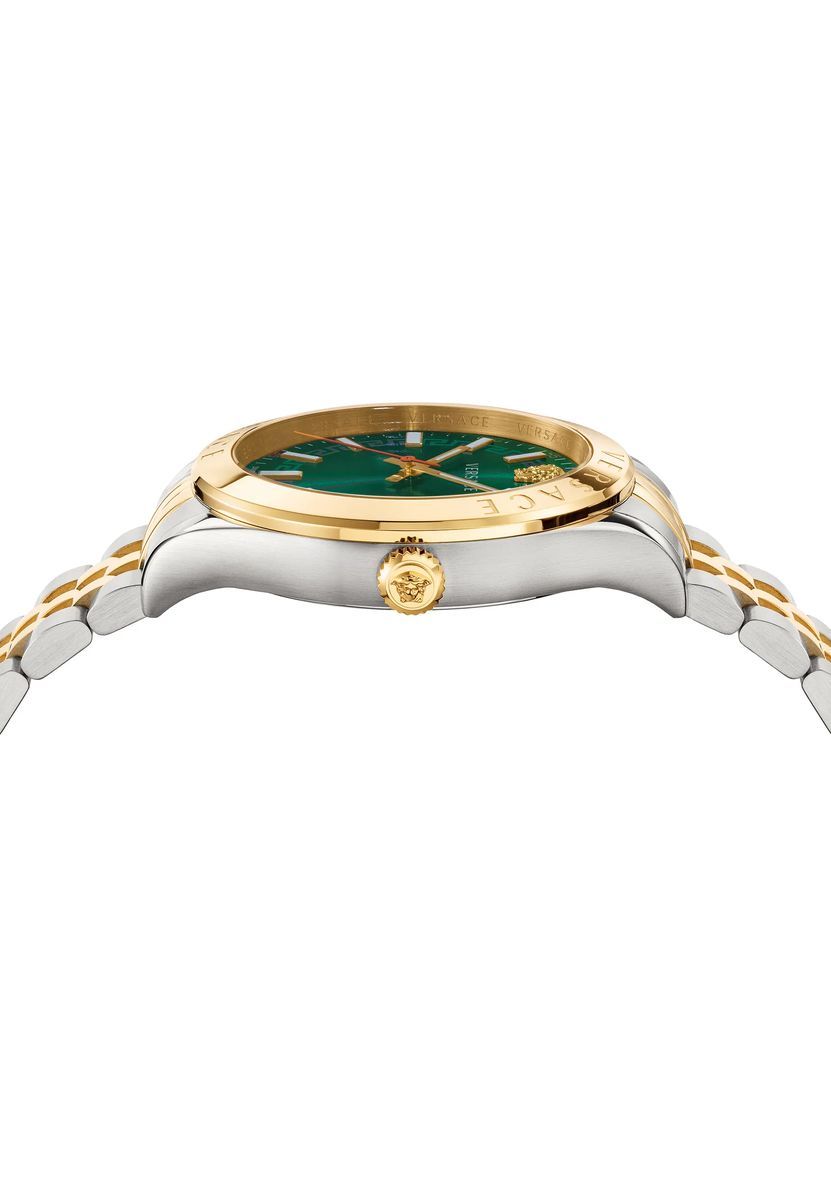 Zweifarbige Uhr mit grünem Zifferblatt
