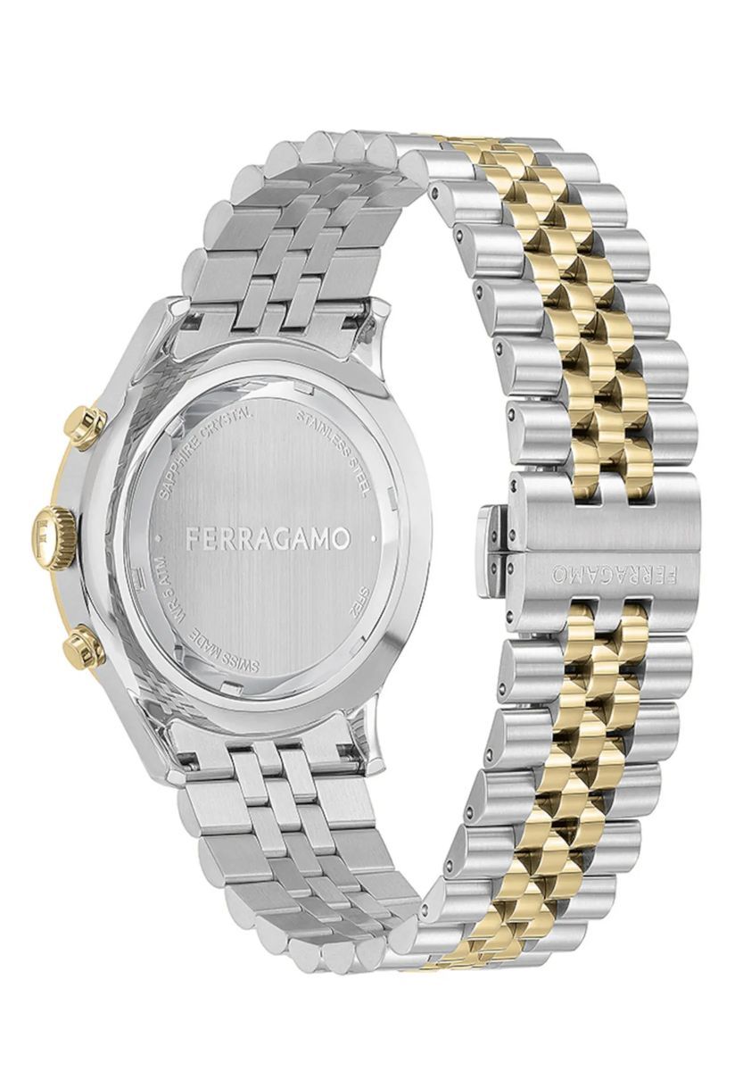 Zweifarbige Silber-Gold Chronograph Uhr