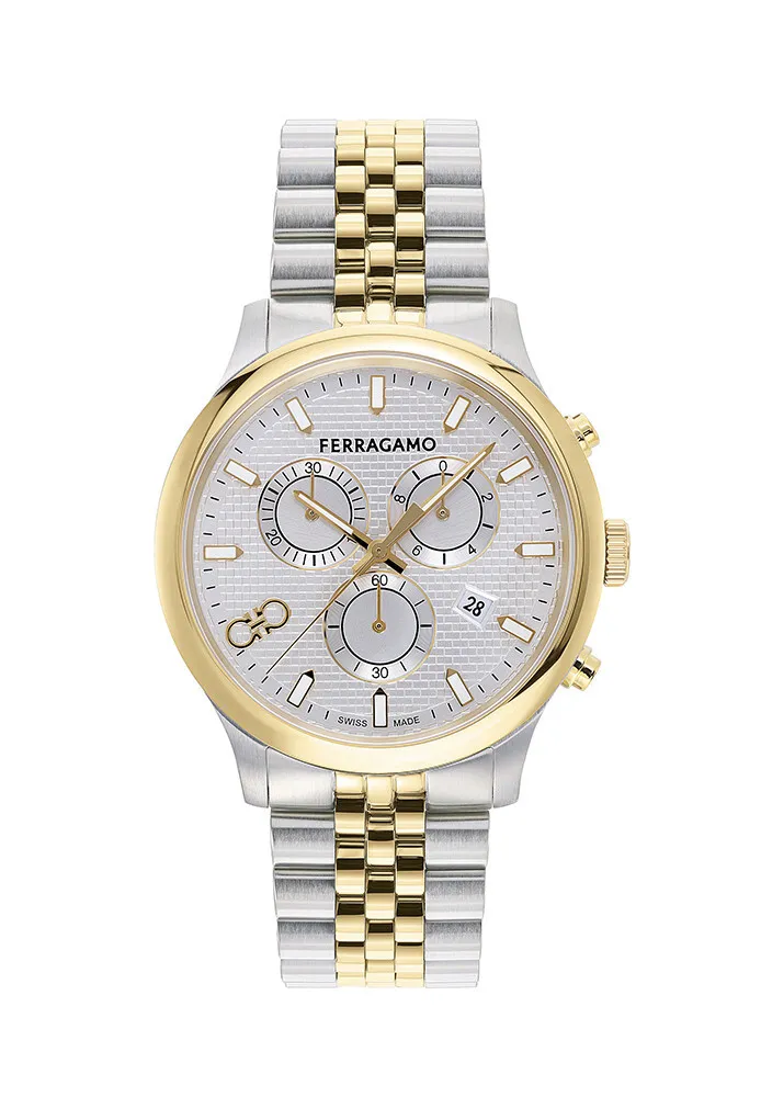 Zweifarbige Silber-Gold Chronograph Uhr