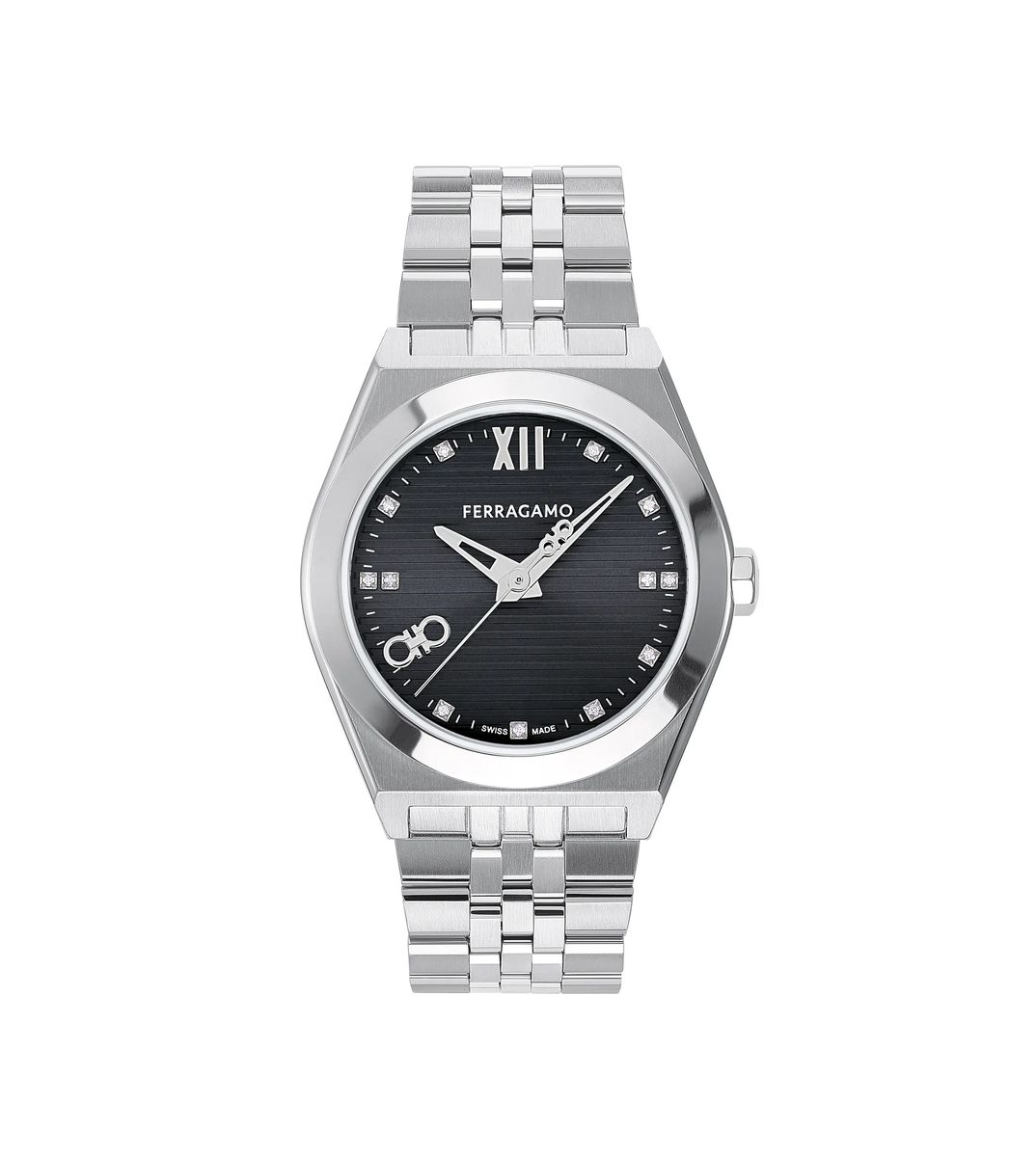 Silberfarbene Edelstahl Analog Uhr