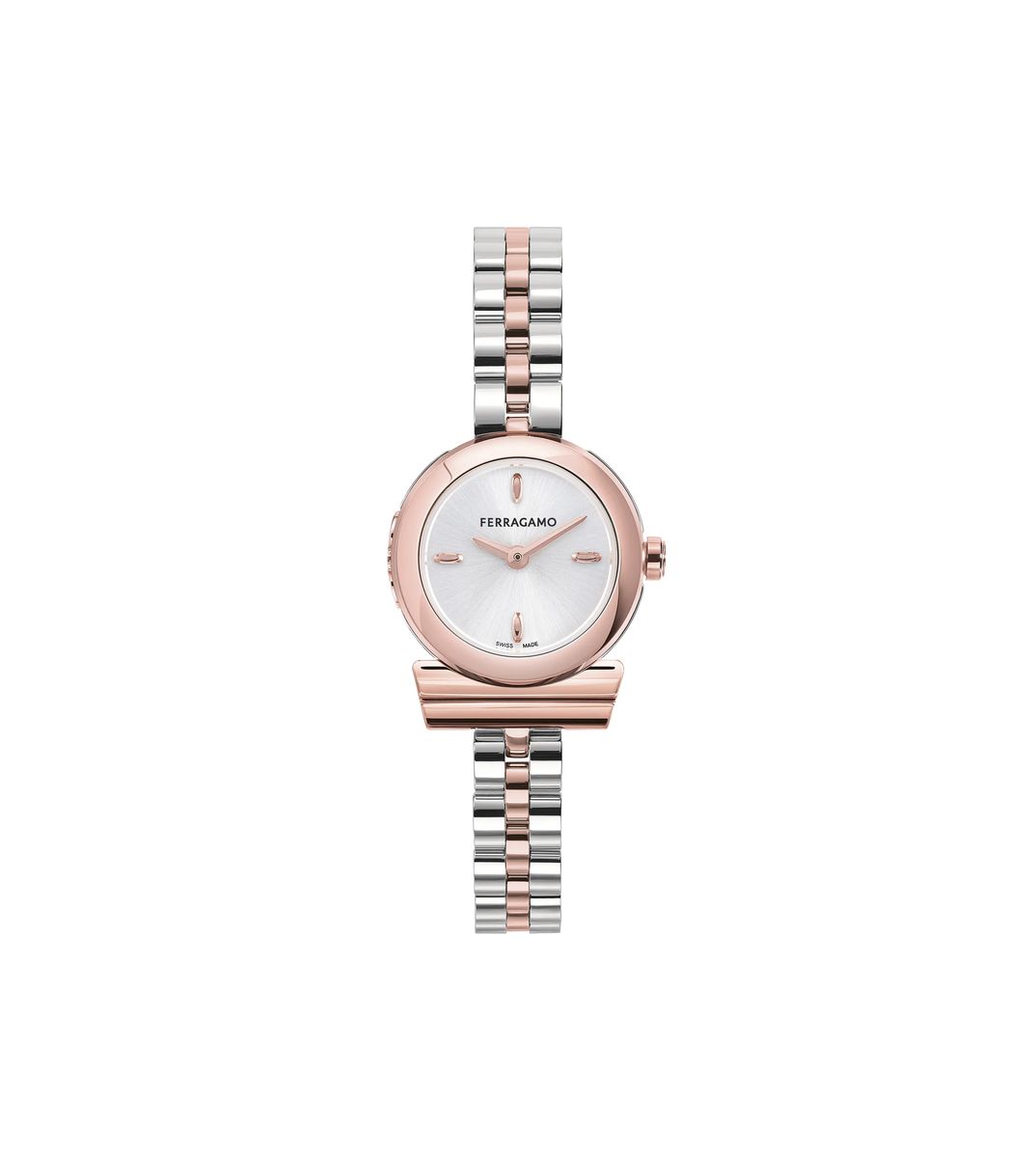 Zweifarbige Armbanduhr mit rundem Zifferblatt