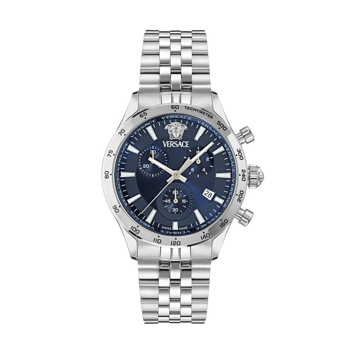 Unisex Silber Chronograph Armbanduhr