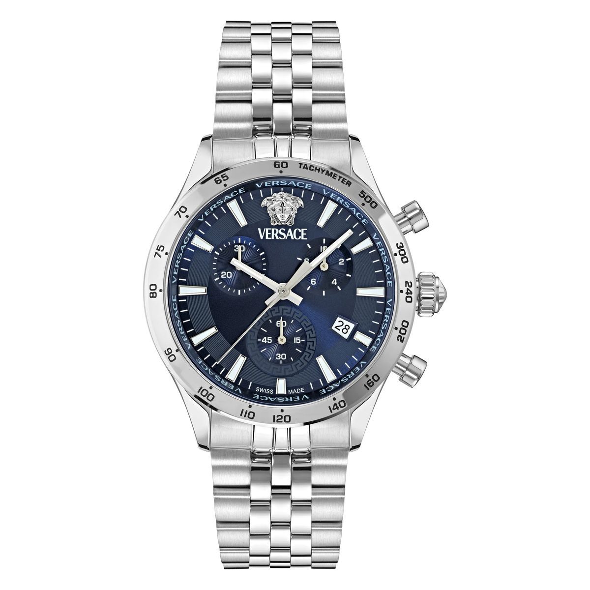 Unisex Silber Chronograph Armbanduhr