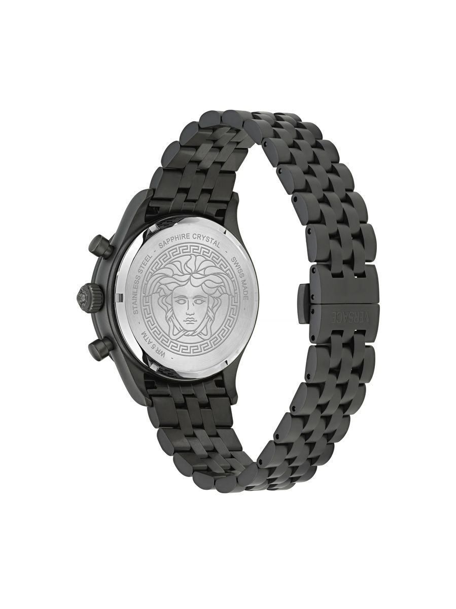 Unisex Chronograph Uhr mit schwarzem Armband