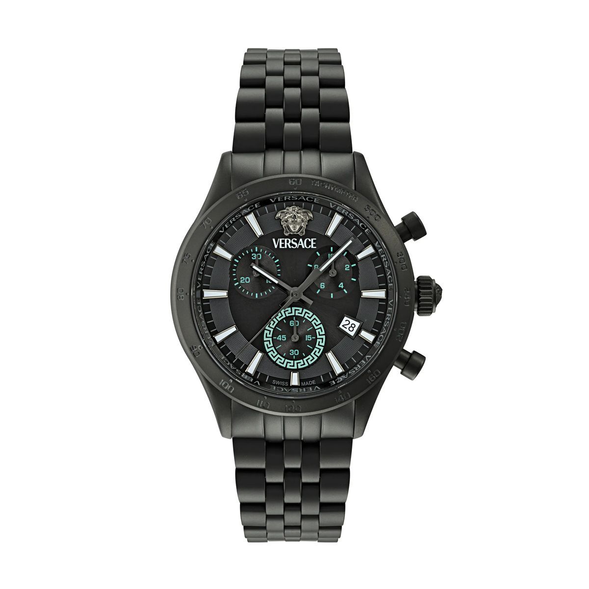 Unisex Chronograph Uhr mit schwarzem Armband