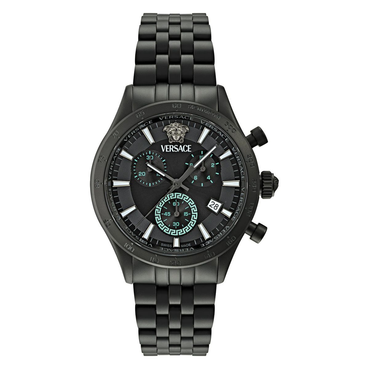 Unisex Chronograph Uhr mit schwarzem Armband