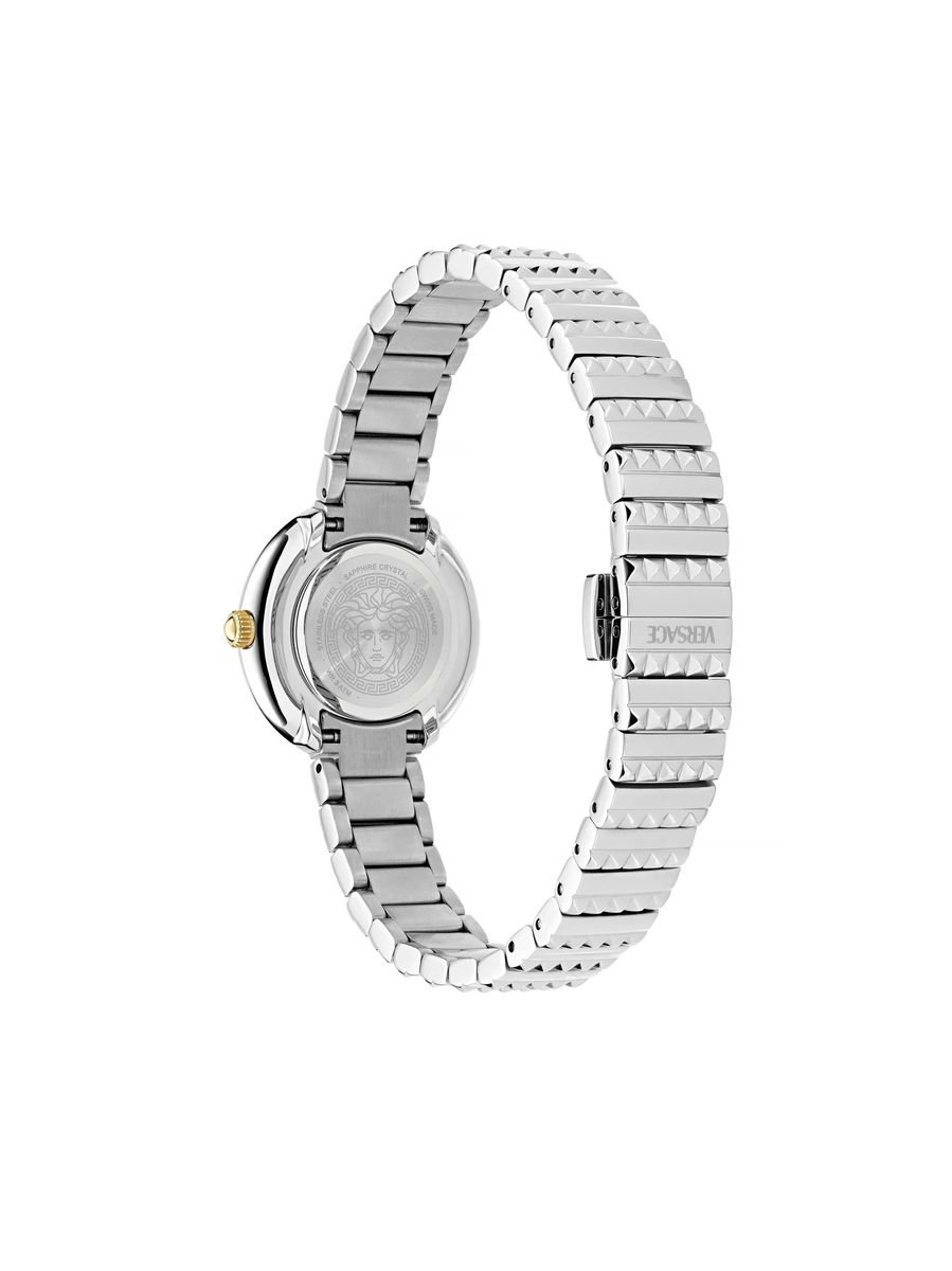 Silberne Damenarmbanduhr aus Edelstahl