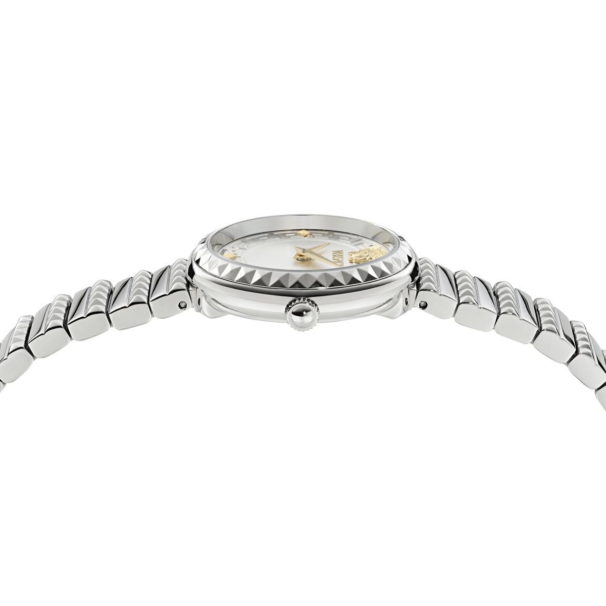Silberne Damenarmbanduhr aus Edelstahl