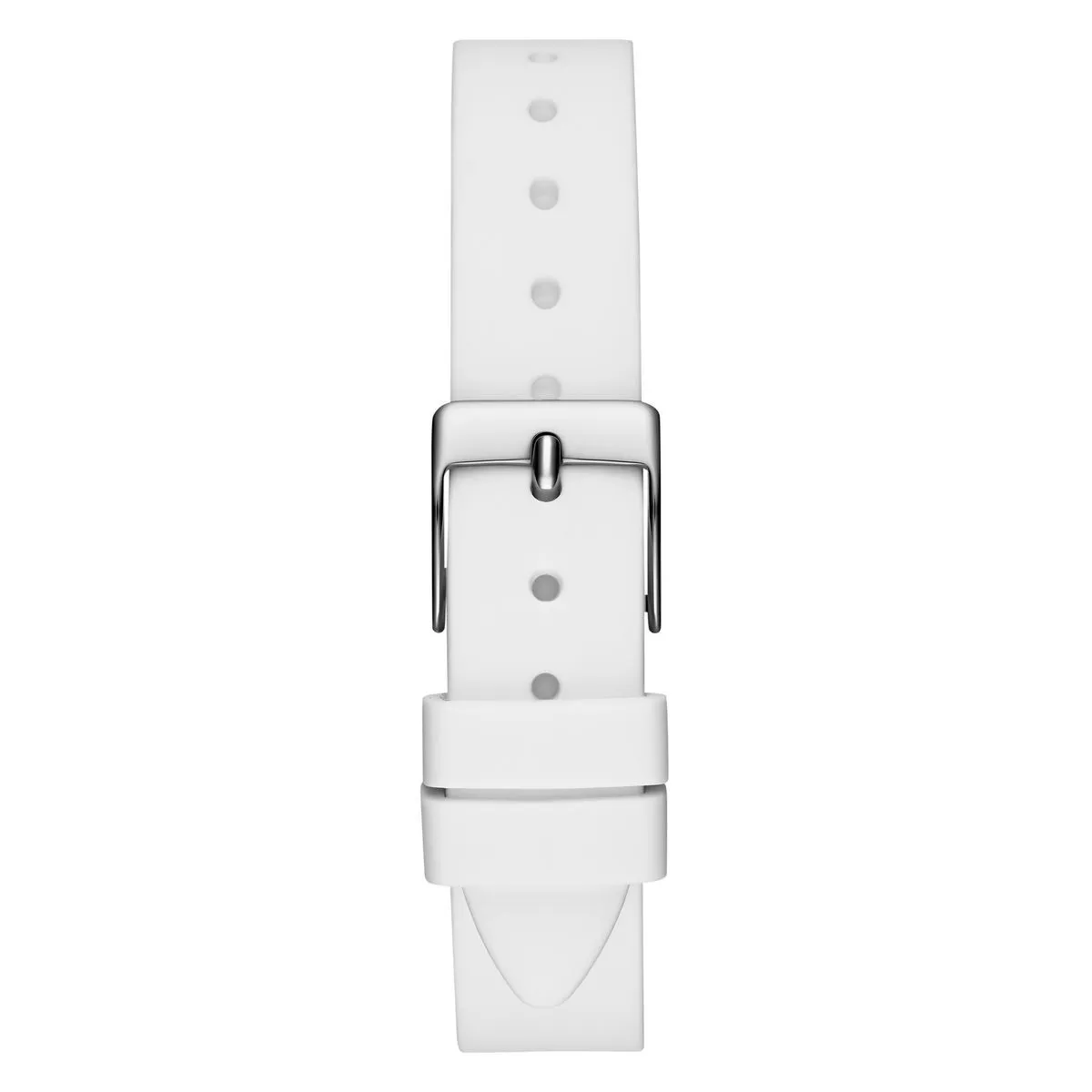 Elegante Uhr mit Kristalllünette und weißem Armband