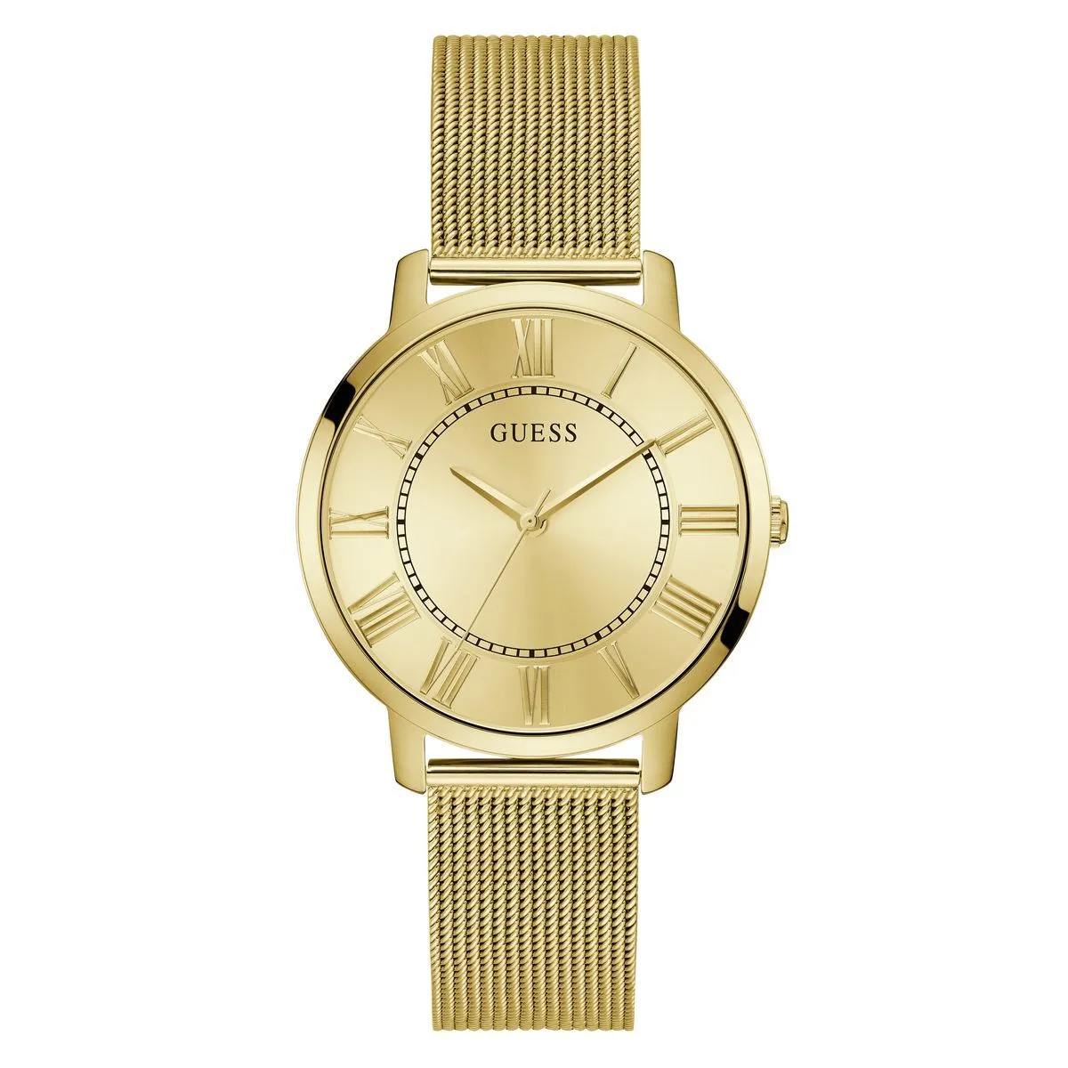 Elegante goldfarbene Mesh-Armbanduhr