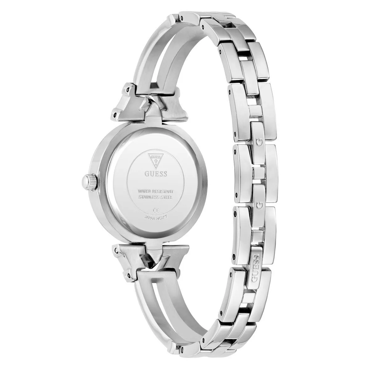 Elegante silberfarbene Uhr mit Kristallakzenten