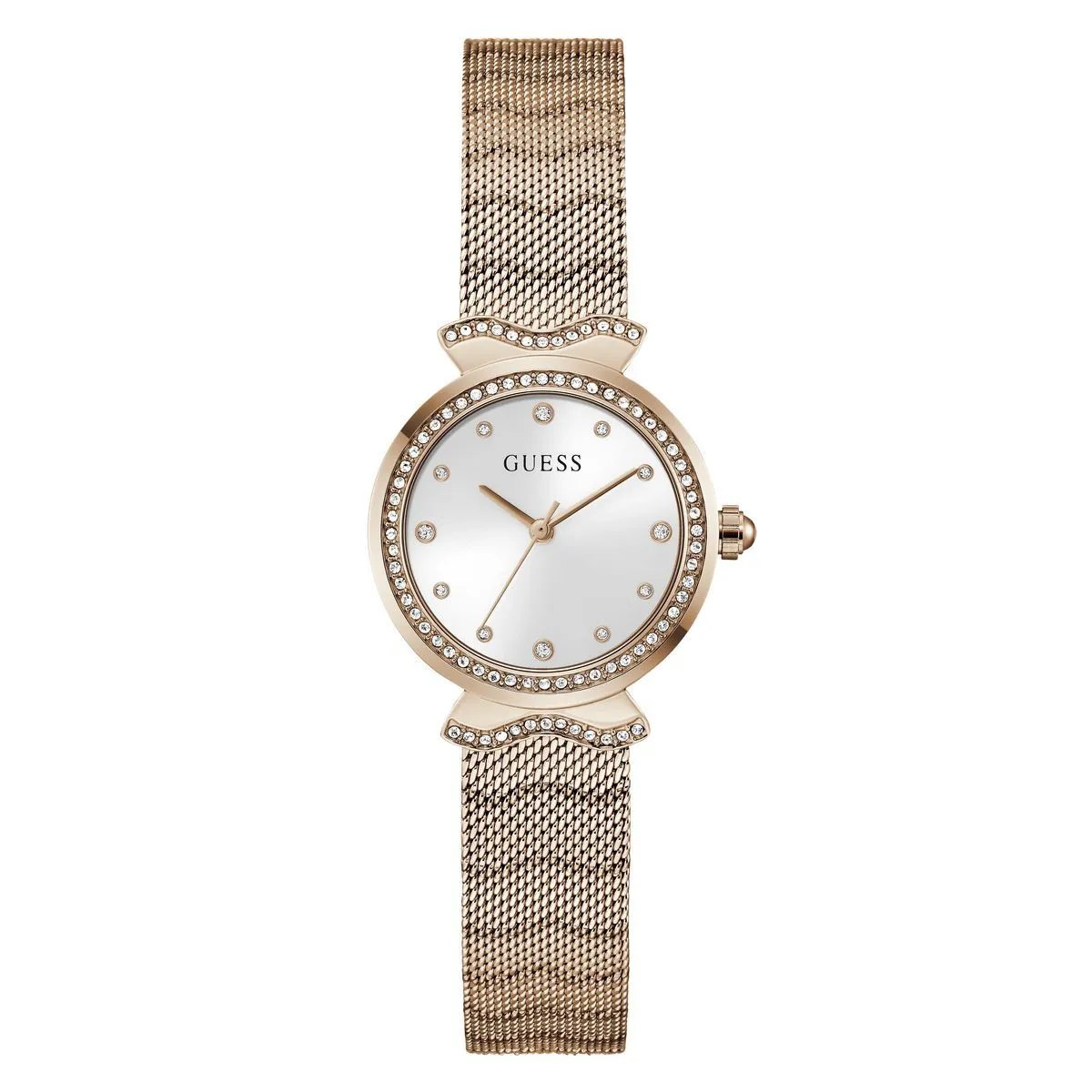 Elegante roségoldene Mesh-Armbanduhr