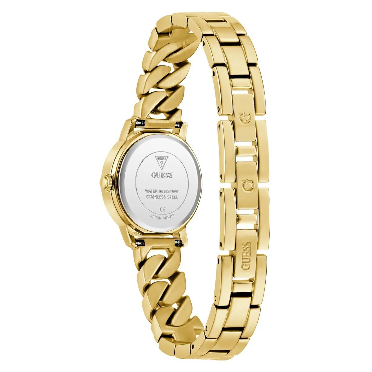 Goldfarbene Armbanduhr mit Kettenarmband