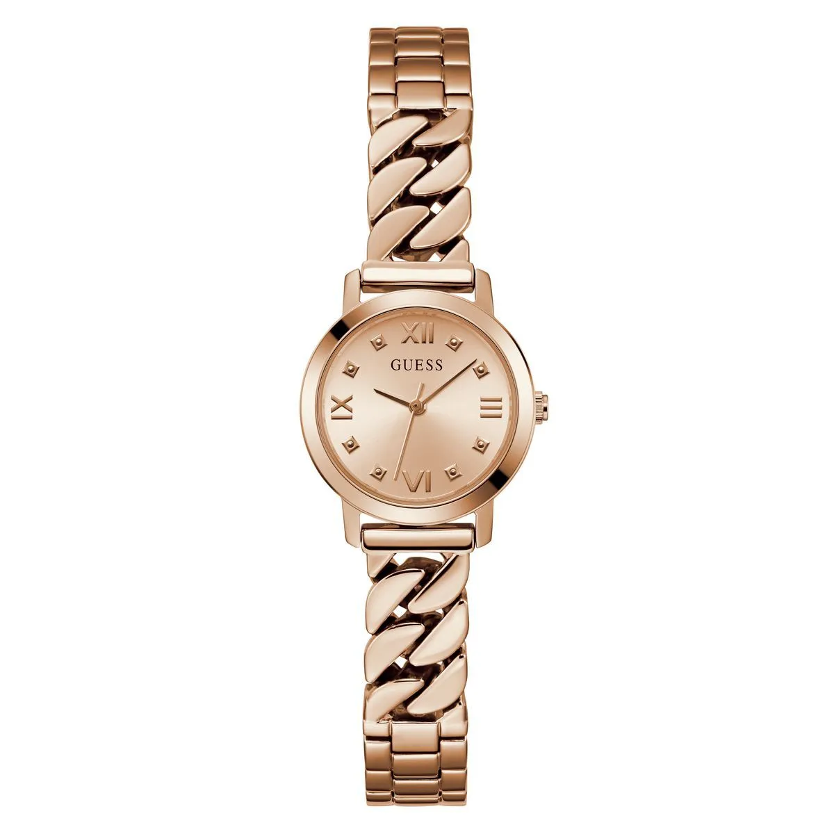 Roségoldene Gliederarmbanduhr