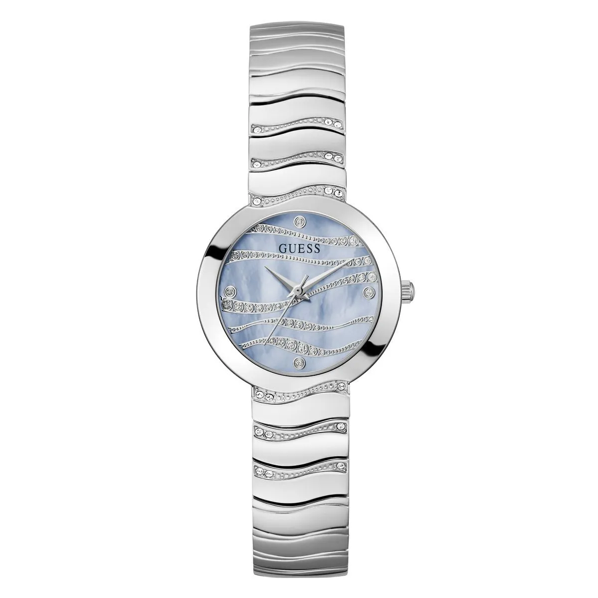 Elegante silberfarbene Damenarmbanduhr