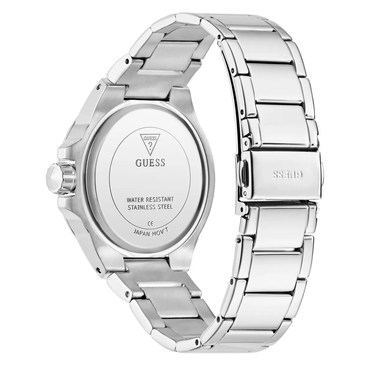 Silberfarbene Chronographenuhr mit Kristallakzenten