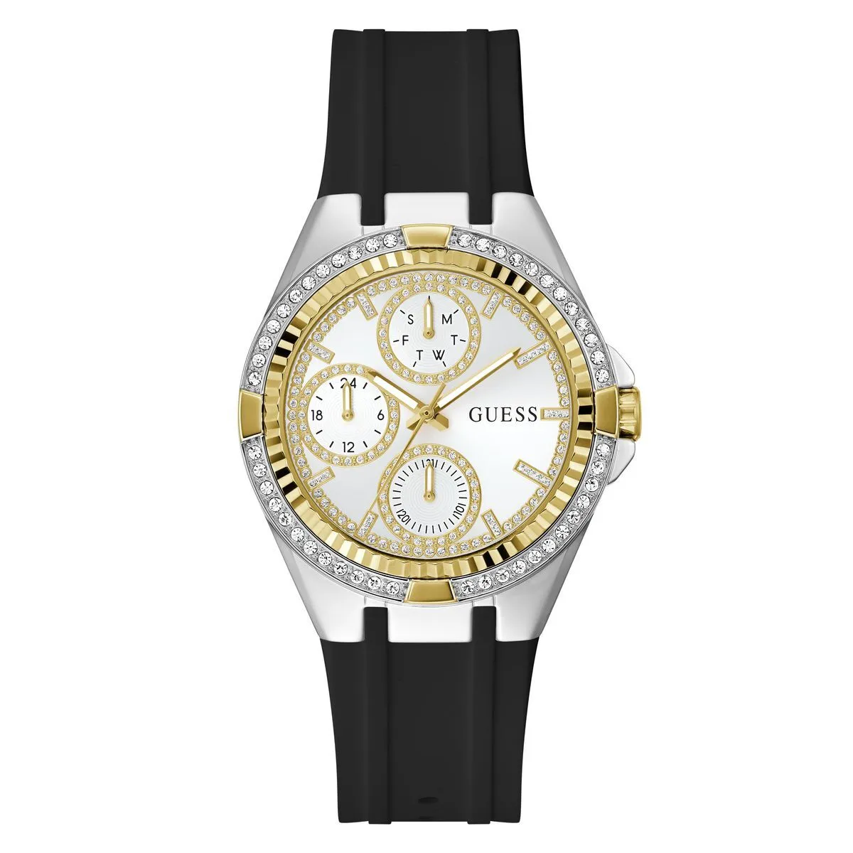 Silberne und goldene Multifunktions-Armbanduhr