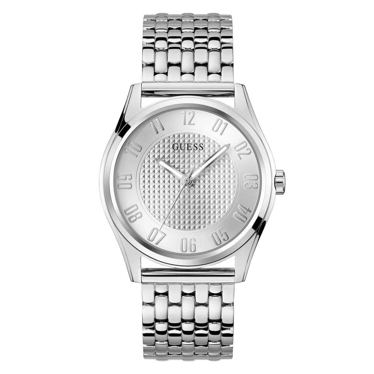 Silberfarbene Mesh-Armband-Analoguhr