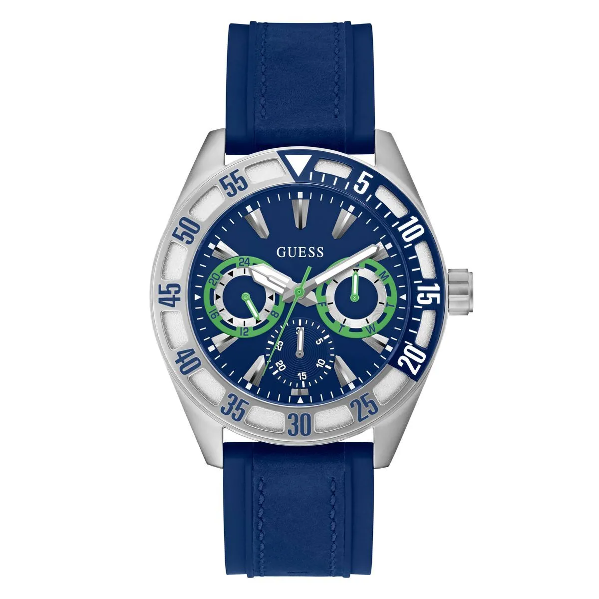 Blaue und silberne Casual-Armbanduhr