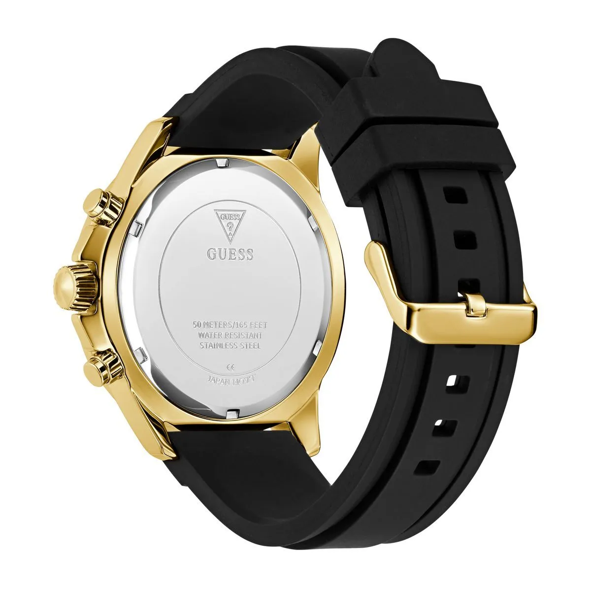 Goldfarbene Chronograph Uhr mit schwarzen Akzenten