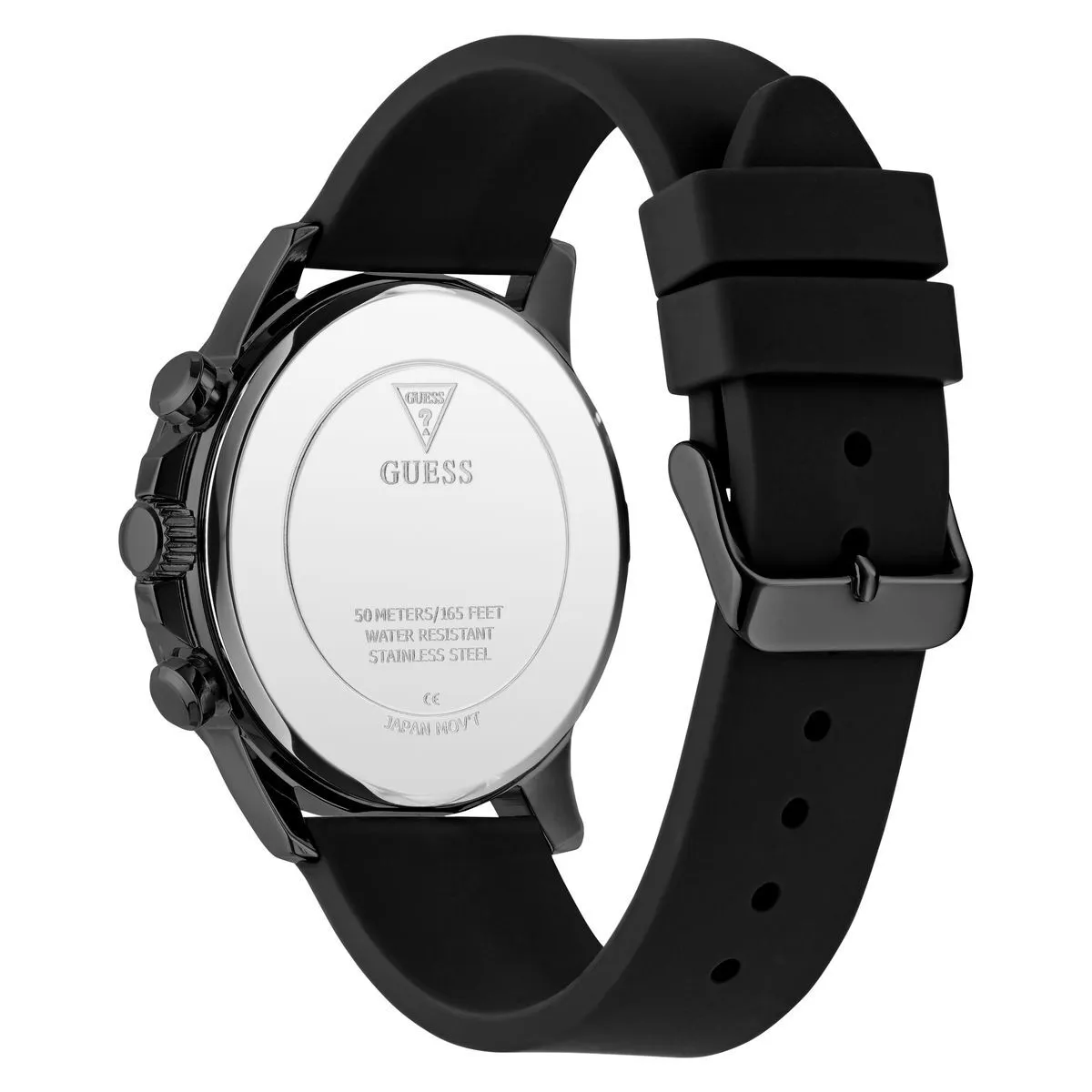 Schwarze Multifunktions-Chronographenuhr mit Silikonarmband