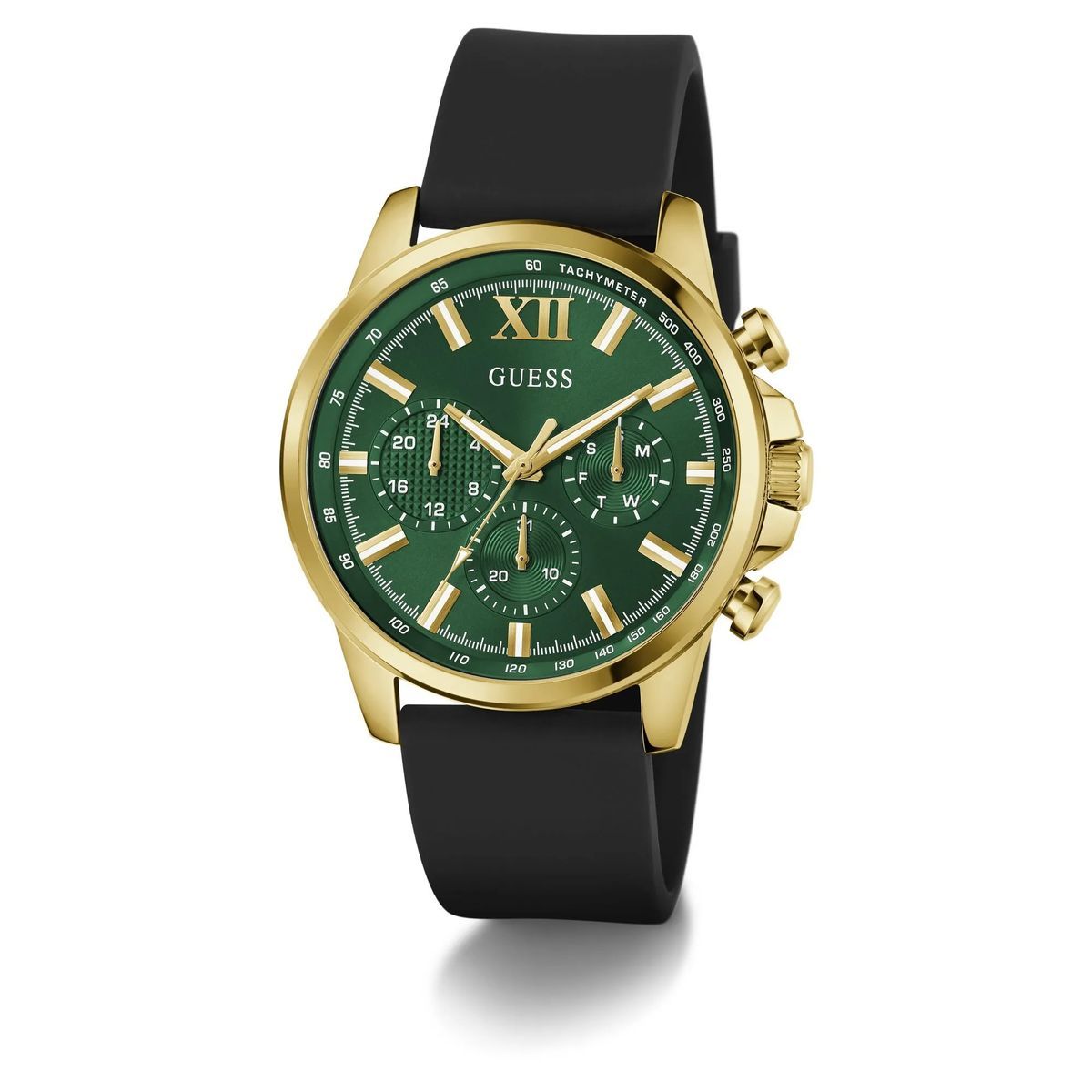 Goldfarbene grüne Chronographenuhr