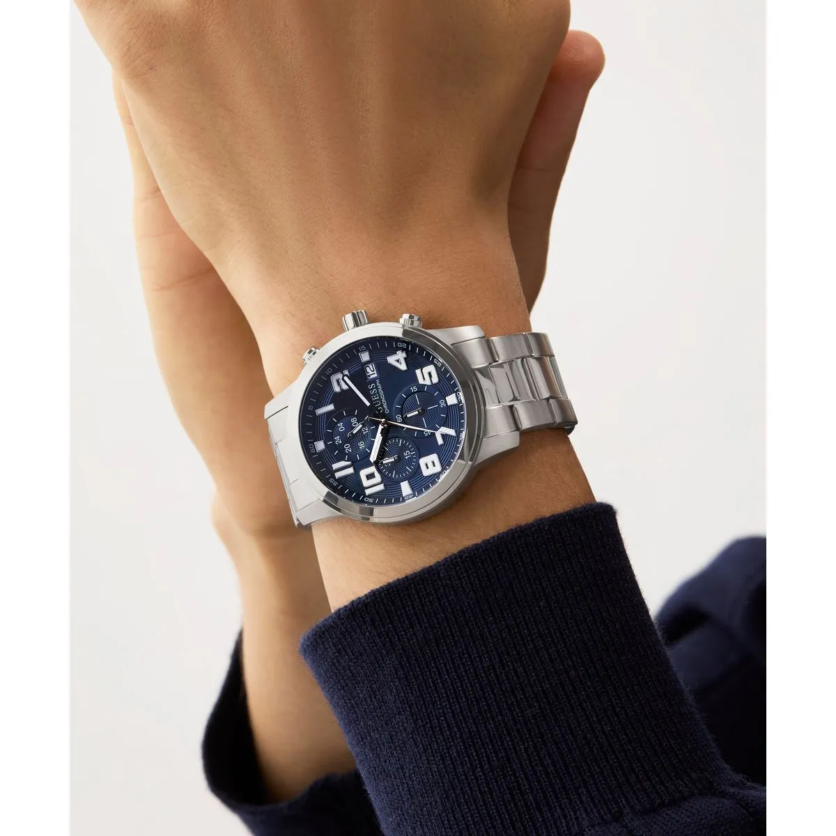 Edelstahl Blaue Chronographenuhr