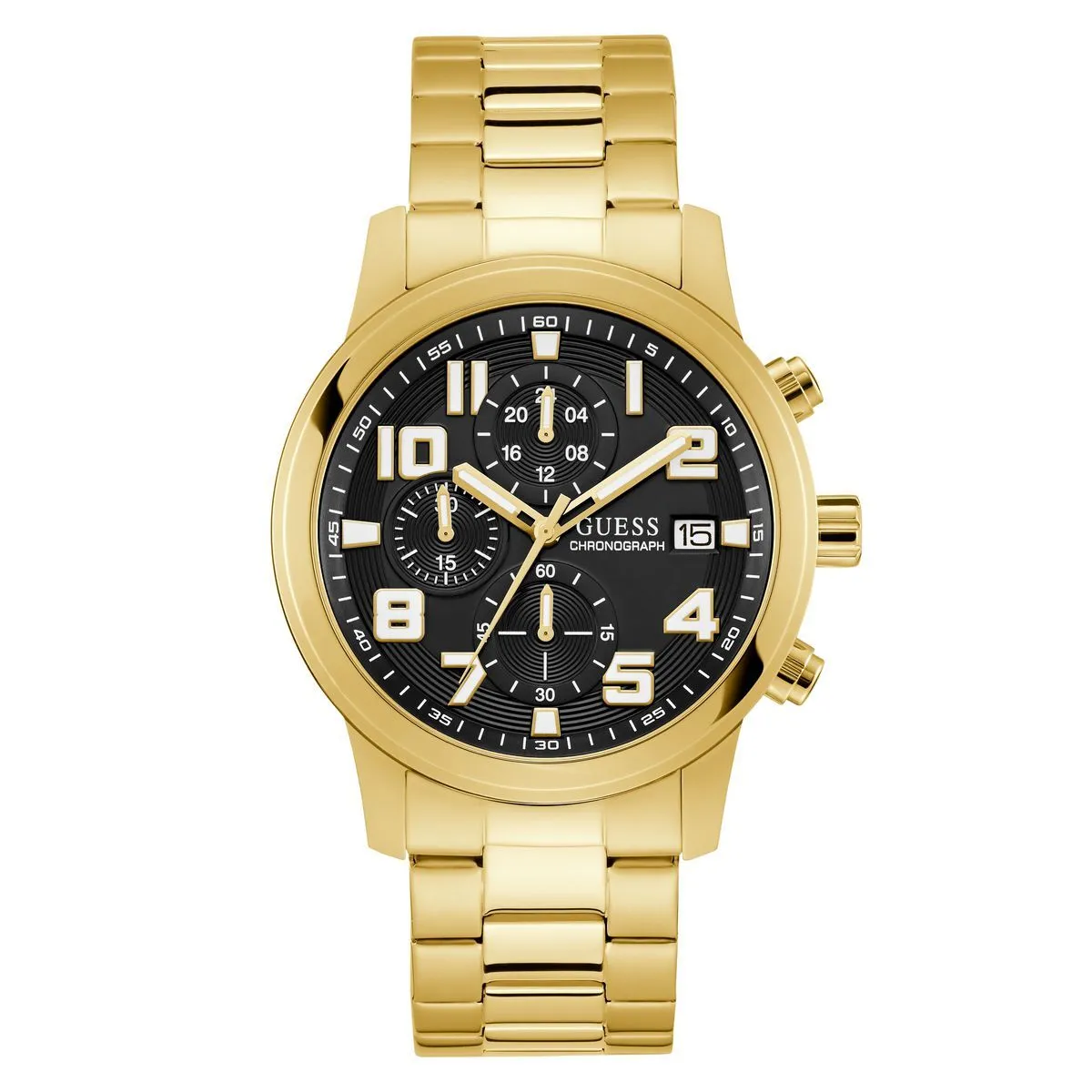 Goldfarbene Edelstahl-Chronographenuhr