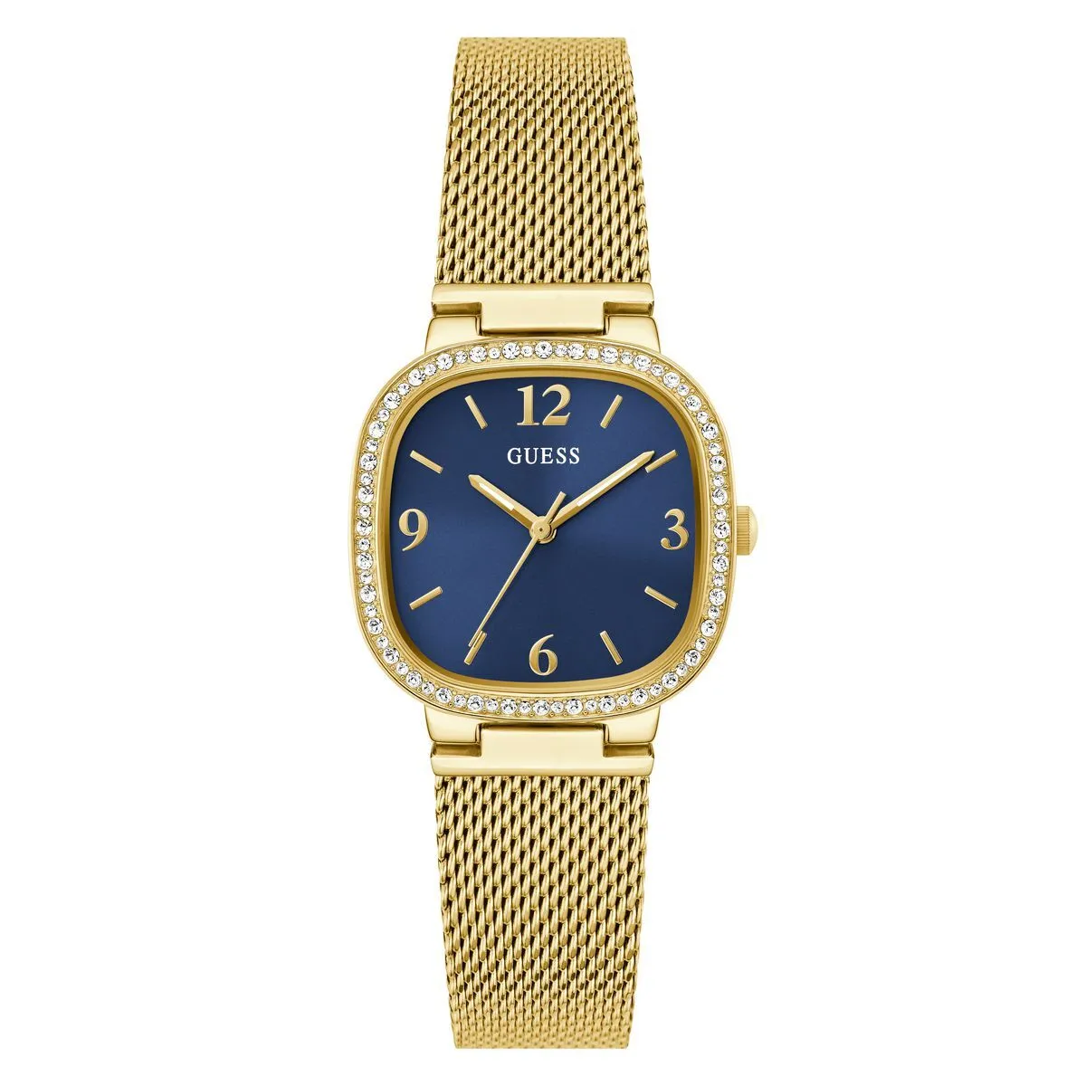Goldfarbene Analoguhr mit Mesh-Armband