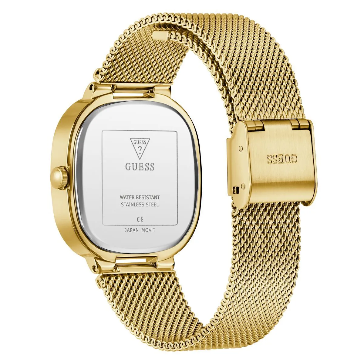 Goldfarbene Analoguhr mit Mesh-Armband