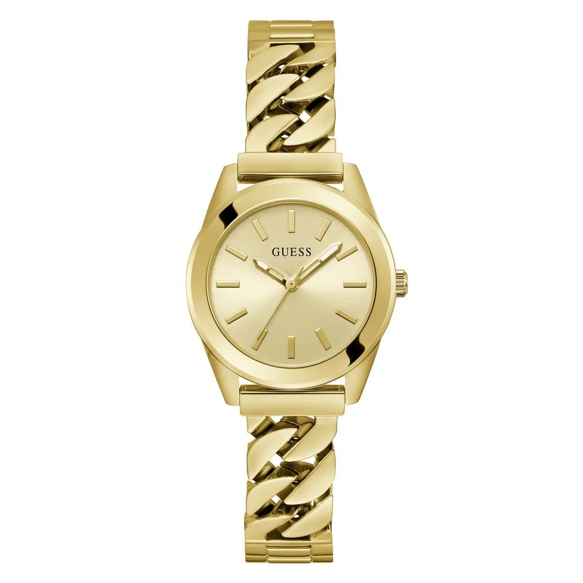Goldfarbene Armbanduhr mit Kettengliedern
