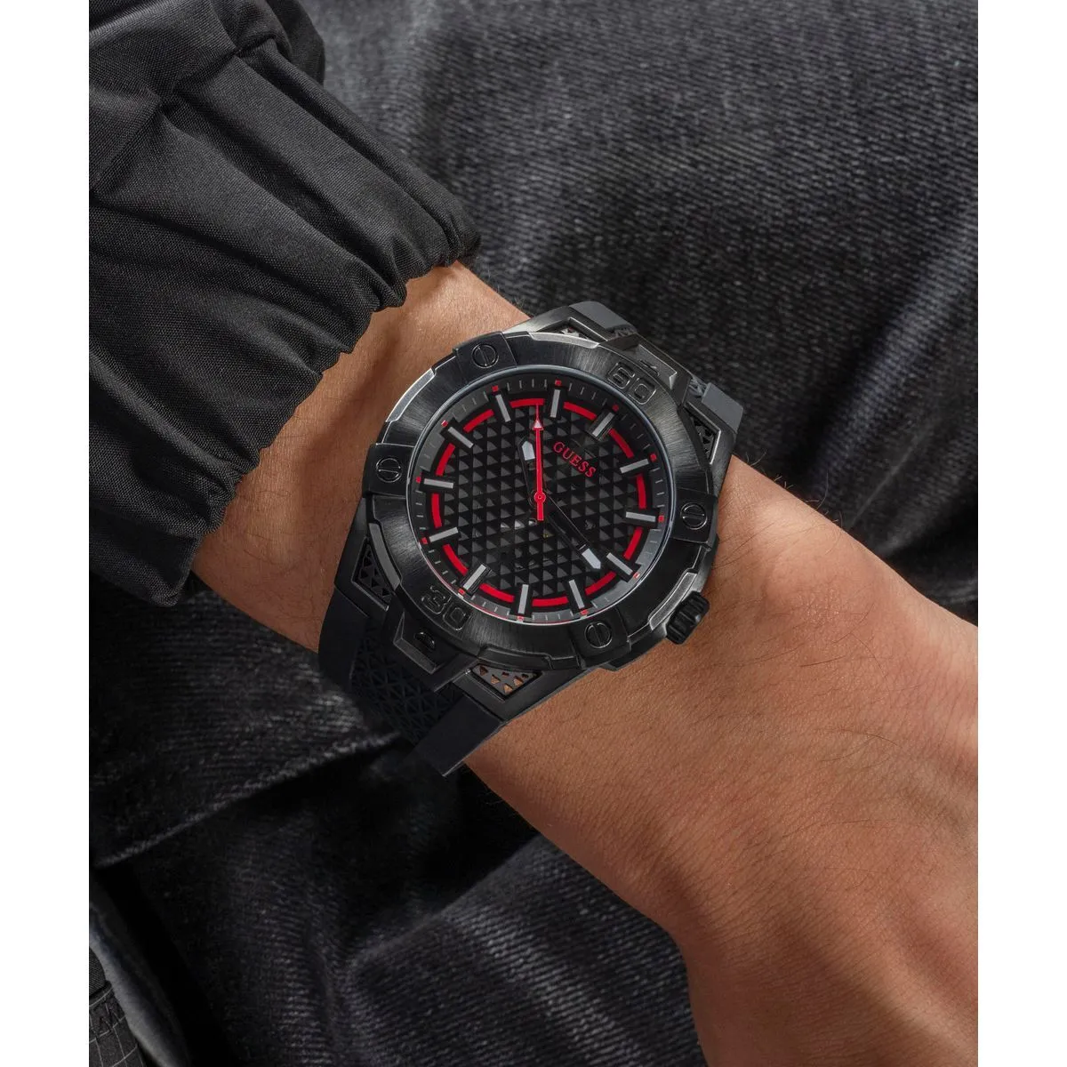 Schwarze Silikonuhr für Herren