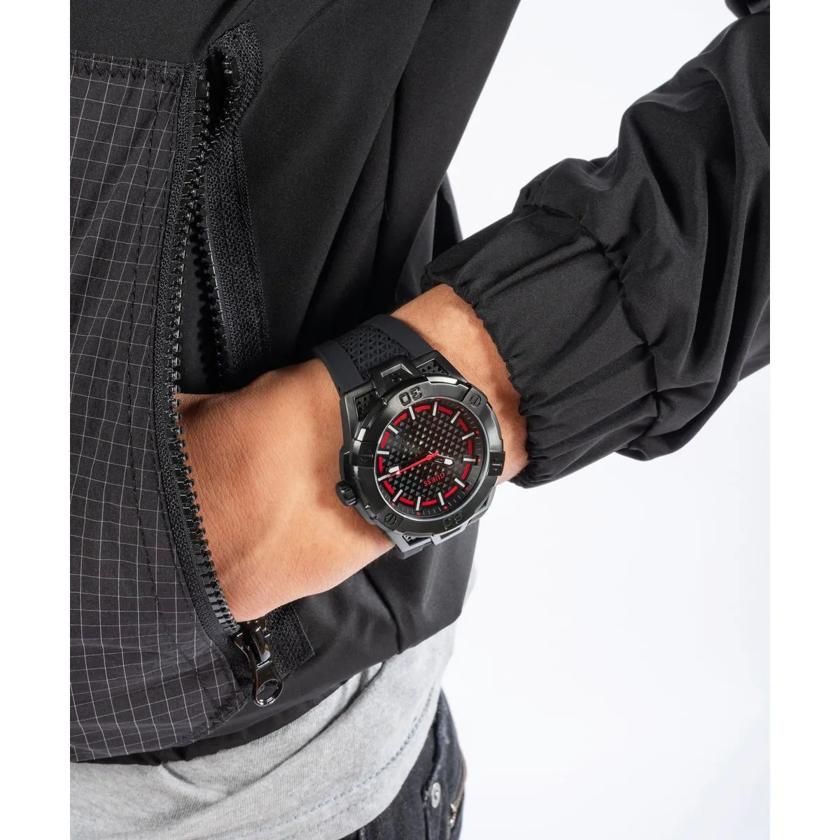 Schwarze Silikonuhr für Herren