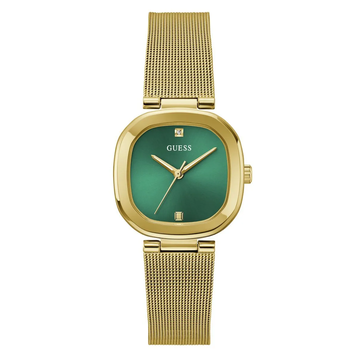 Elegante goldfarbene Mesh-Analog-Uhr