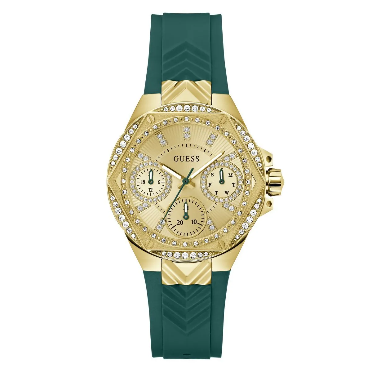 Grünes Silikon Uhrenarmband mit goldener Schnalle