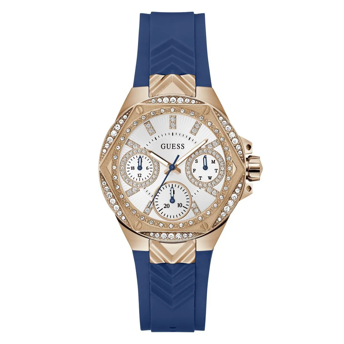 Multifunktionsuhr für Damen mit blauem Armband