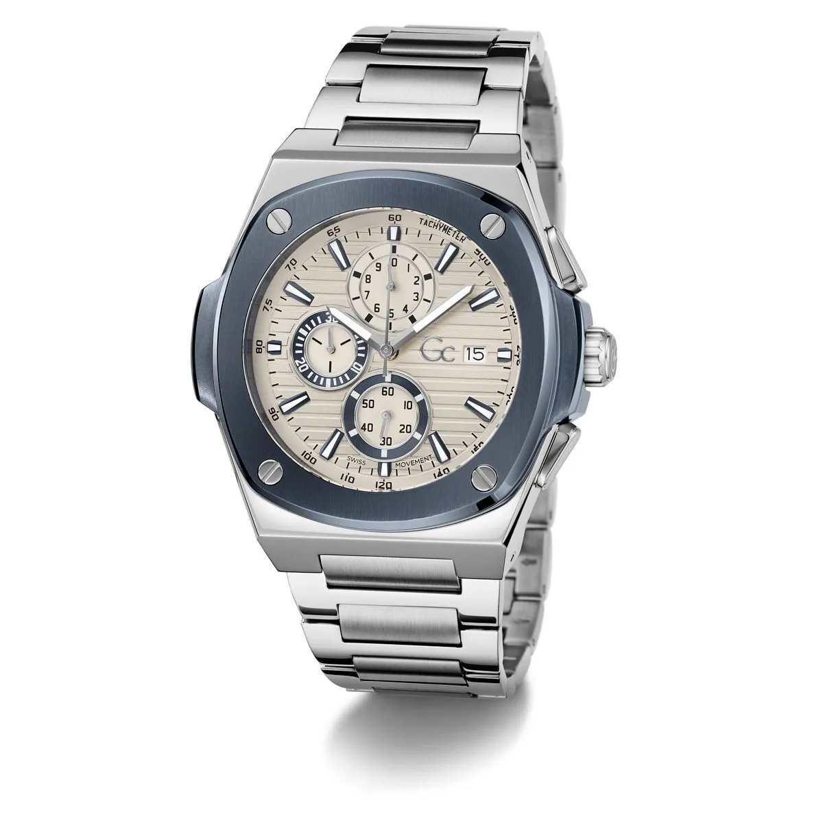 Silberne Edelstahl-Chronographenuhr