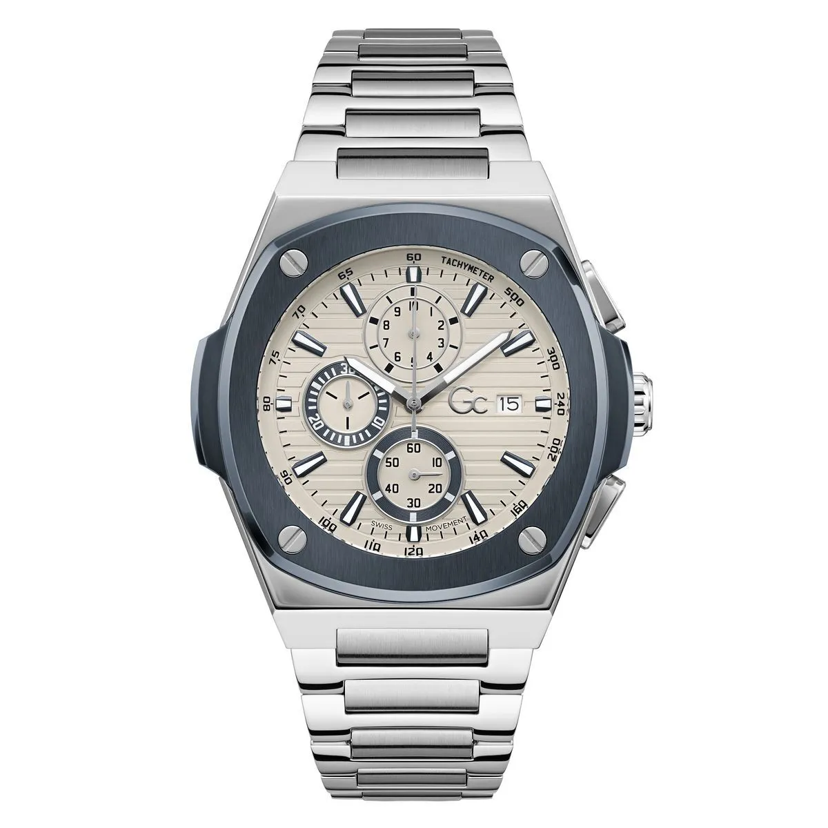 Silberne Edelstahl-Chronographenuhr