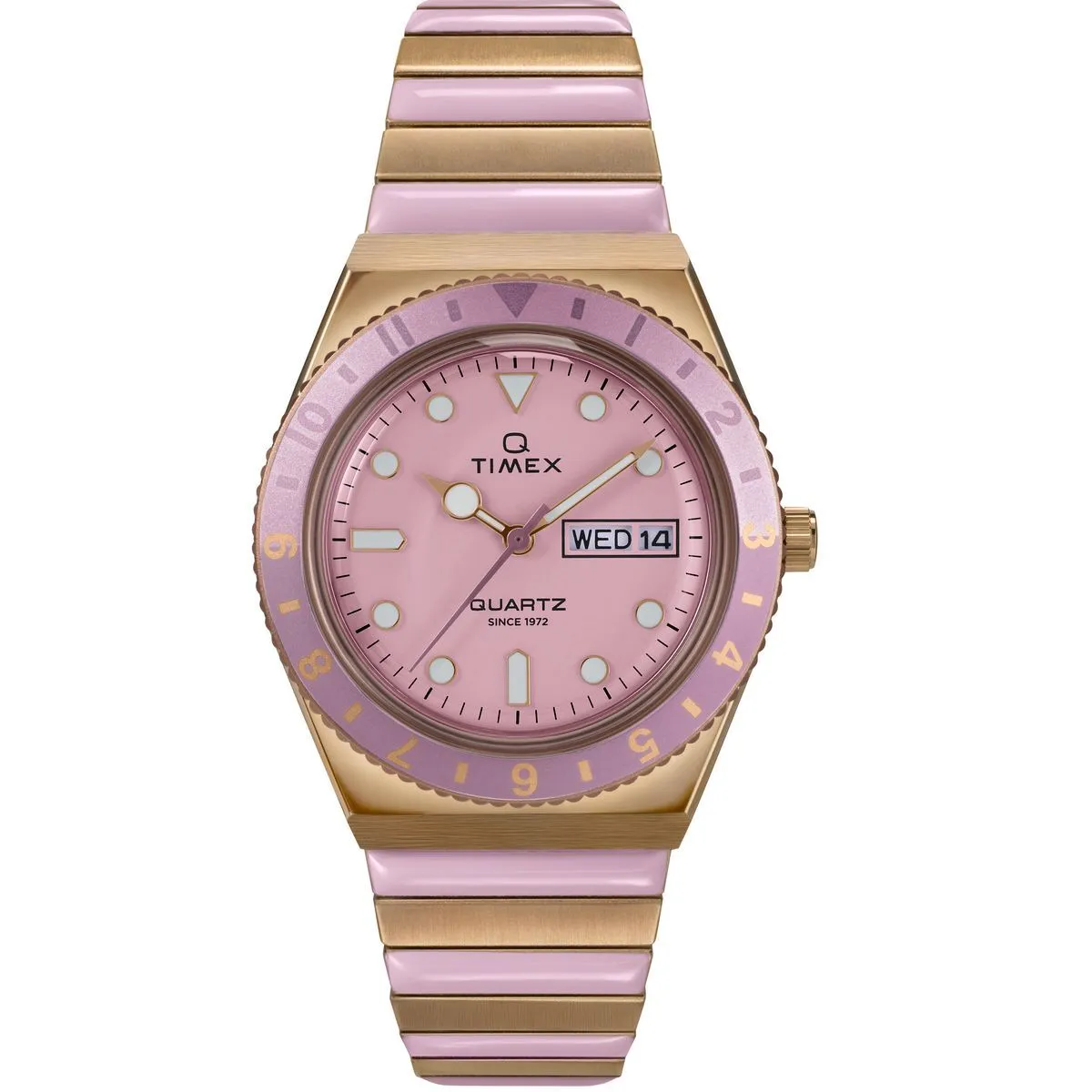Rosa Quarzuhr im Retro-Stil