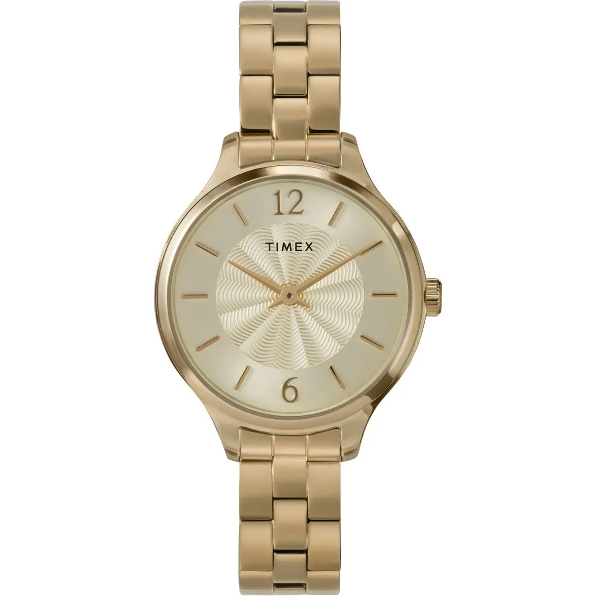 Goldfarbene Analog-Uhr mit Strukturzifferblatt