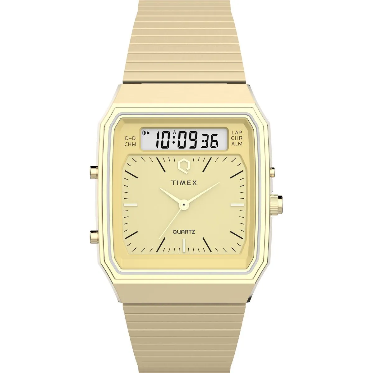 Goldfarbene Analog-Digital-Uhr