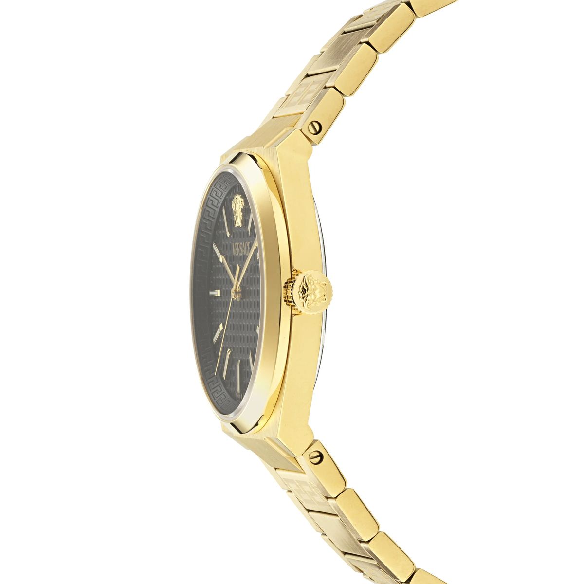 Goldfarbene Analog-Uhr aus Edelstahl