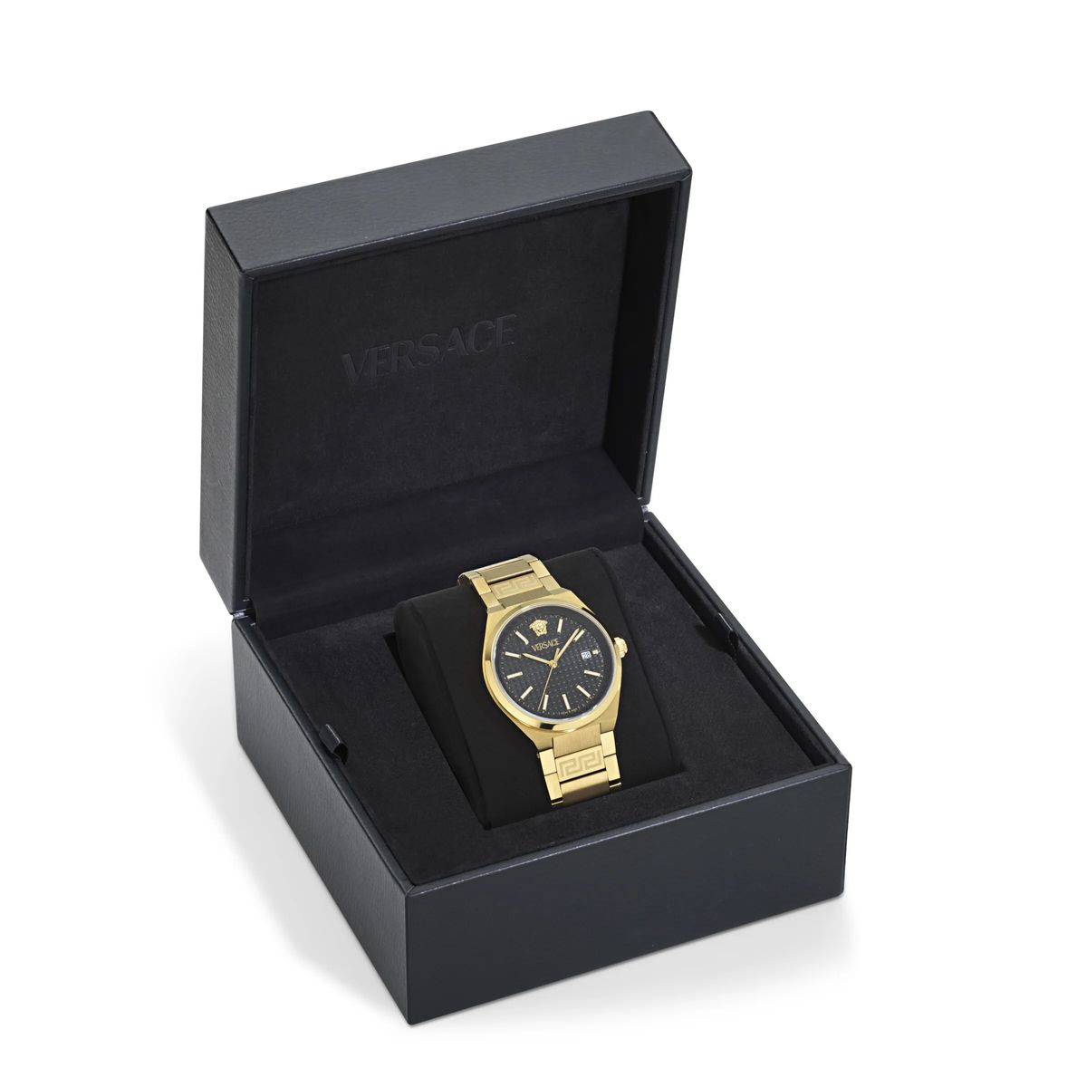 Goldfarbene Analog-Uhr aus Edelstahl
